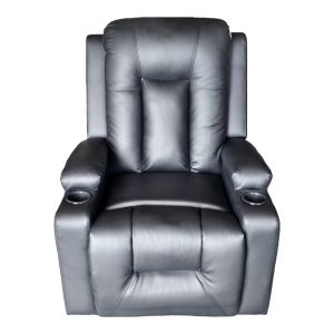 Relax armchair with massage mechanism Gessel Pu in black color 80x90x98cm