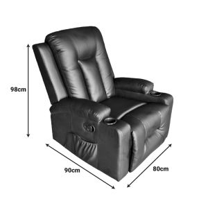 Relax armchair with massage mechanism Gessel Pu in black color 80x90x98cm