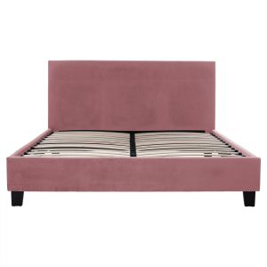 Pink velvet bed for mattress 150x200cm Hm553.12