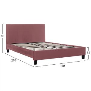 Pink velvet bed for mattress 150x200cm Hm553.12