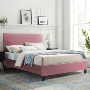 Pink velvet bed for mattress 150x200cm Hm553.12