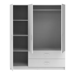 Роял трикрилен гардероб бял 150x58x177см