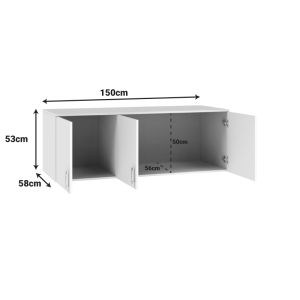 Роял трикрилен гардероб лофт бял 150x58x53см
