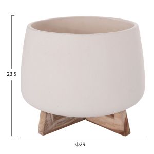 Frello Hm4674.02l fiber cement flower pot in white teak stand 29x29x23.5cm.