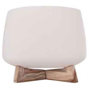 Frello Hm4674.02l fiber cement flower pot in white teak stand 29x29x23.5cm.