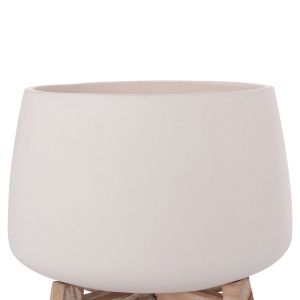 Frello Hm4674.02l fiber cement flower pot in white teak stand 29x29x23.5cm.