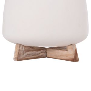 Frello Hm4674.02l fiber cement flower pot in white teak stand 29x29x23.5cm.
