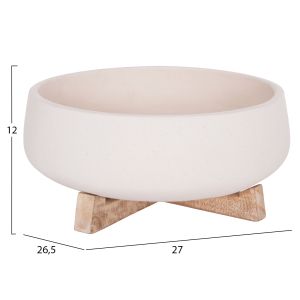 Frello Hm4674.02m fiber cement flowerpot in white teak stand 27x26.5x12cm.