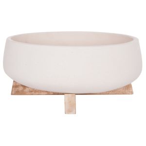 Frello Hm4674.02m fiber cement flowerpot in white teak stand 27x26.5x12cm.