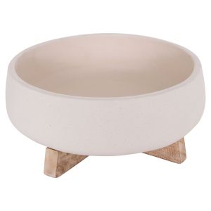 Frello Hm4674.02m fiber cement flowerpot in white teak stand 27x26.5x12cm.