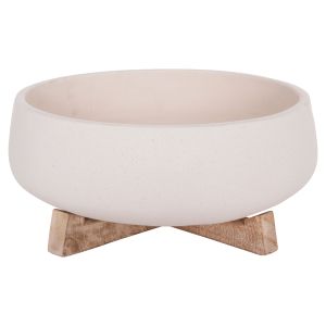 Frello Hm4674.02m fiber cement flowerpot in white teak stand 27x26.5x12cm.