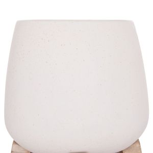 Frello Hm4674.02s fiber cement flower pot on a white teak stand 14.5x14.5x16cm.
