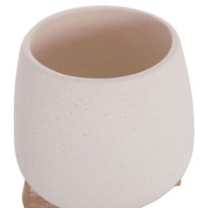 Frello Hm4674.02s fiber cement flower pot on a white teak stand 14.5x14.5x16cm.