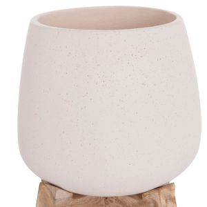 Frello Hm4674.02s fiber cement flower pot on a white teak stand 14.5x14.5x16cm.