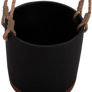 Tryll Fb94690m fiber cement planter in black with rope Φ31x31hcm.
