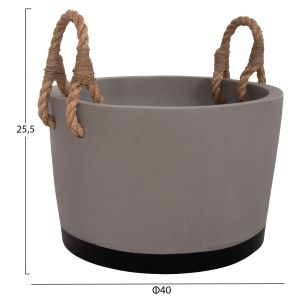 Tryll Hm4690l fiber cement planter in gray and with rope Φ40x25.5hcm.