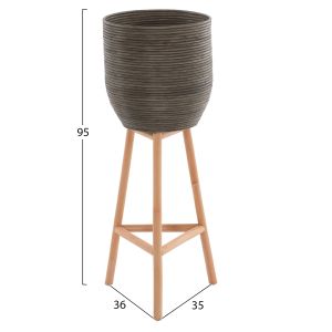 Freestanding planter natural rattan bamboo legs 36χ35χ95hcm Hm7724