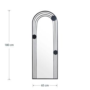 Derway freestanding wall mirror black Mdf glass metal 65x2x180cm