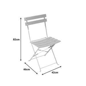 Folding metal bistro chair in olive green color 42x46x82cm