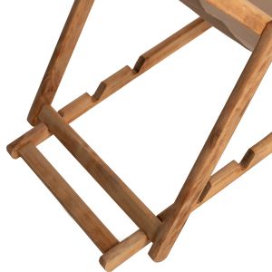 Folding beach chair Limnos made of beech in natural color, without armrests and textile fabric in mocha color Hm11765,05