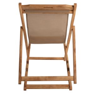 Folding beach chair Limnos made of beech in natural color, without armrests and textile fabric in mocha color Hm11765,05