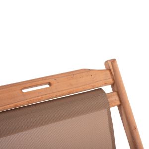 Folding beach chair-chaise longue Limnos solid beech-textile, with armrests, color Naturalhm11877
