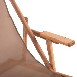 Folding beach chair-chaise longue Limnos solid beech-textile, with armrests, color Naturalhm11877