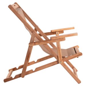 Folding beach chair-chaise longue Limnos solid beech-textile, with armrests, color Naturalhm11877
