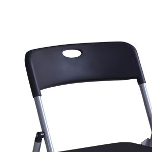 Folding chair Daxton made of black polypropylene and aluminum frame Black-silver 49x46.5x73.5cm