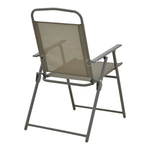 FOLDING CHAIR VELA ANTHRACITE METAL-TEXTILE IN CHAMPAGNE COLOR 53X58X90CM