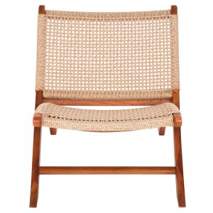 Folding chair for garden or living room teak Viro synthetic rope 65.5x80x67hcm Hm9477.01