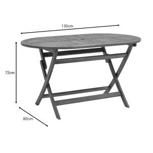 Folding table Falov natural acacia wood solid 130x80x72cm
