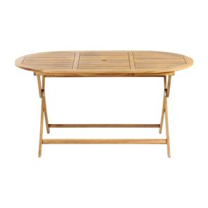 Folding oval garden table made of acacia wood Fl945 with walnut frame 150x80x74cm