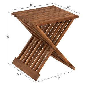 Сгъваема холна/помощна маса T-cross от масивно тикова дърво 40x33x45hcм Hm7896