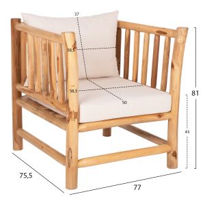 Ticky 4-piece garden furniture set, teak wood, Hm9340, cushions