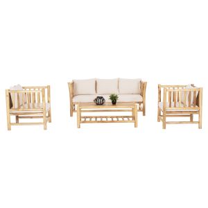 Ticky 4-piece garden furniture set, teak wood, Hm9340, cushions