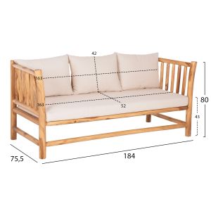 Ticky 4-piece garden furniture set, teak wood, Hm9340, cushions