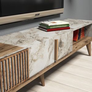 Emotion 3-piece living room set, white marble walnut color Hm11845.03