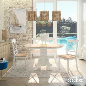 Hug extendable dining table set with 4 chairs