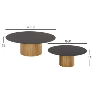 Сет холни маси Clad 2 части метал в черно и златно D80x32hcm Hm11916