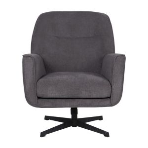 Gray swivel armchair with black metal base Rachel76x80x91.5cm