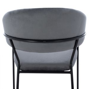 Gray plush medium-high bar stool ημ8734,01 60x55x100cm