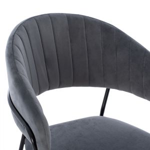 Gray plush medium-high bar stool ημ8734,01 60x55x100cm