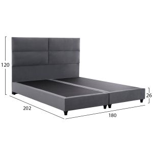 Grey velvet bed Milo Hm628,10 for mattress 180x200cm