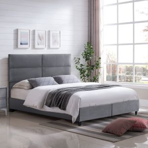 Grey velvet bed with storage space Milo for mattress 160x200cm Hm622.10