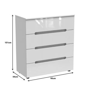 Chest of drawers Afina MDF glossy white 90x44x101cm