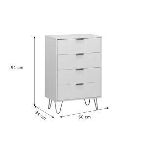 Culture chest of drawers - white, 4 drawers, gold hardware 60x34x91cm