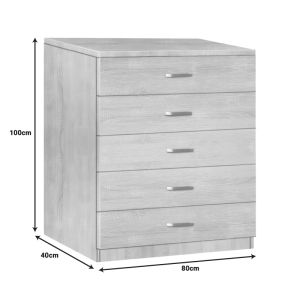 Gioko chest of drawers with 5 drawers in walnut color 80x40x100cm