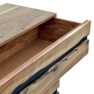 Imena chest of drawers made of solid acacia wood in a natural shade with black metal legs 80x38x86.5 cm