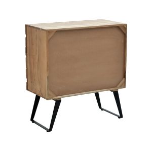 Imena chest of drawers made of solid acacia wood in a natural shade with black metal legs 80x38x86.5 cm